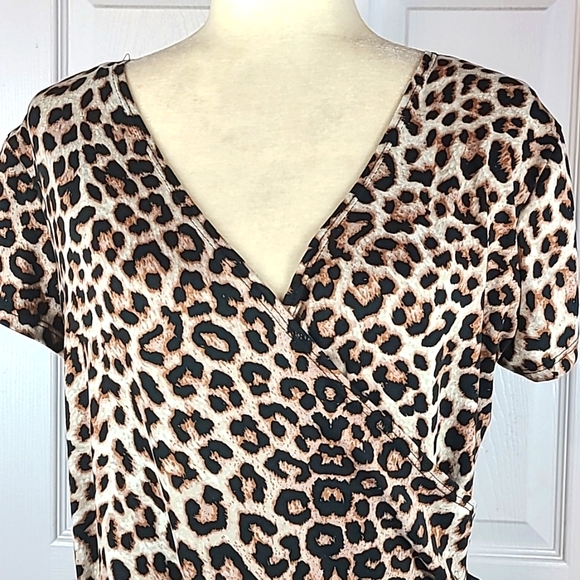 YMI Animal Print Crossover Blouse - Picture 2 of 10